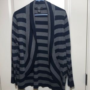 Verve Ami medium weight navy/grey striped cardigan size L. Open flowy front